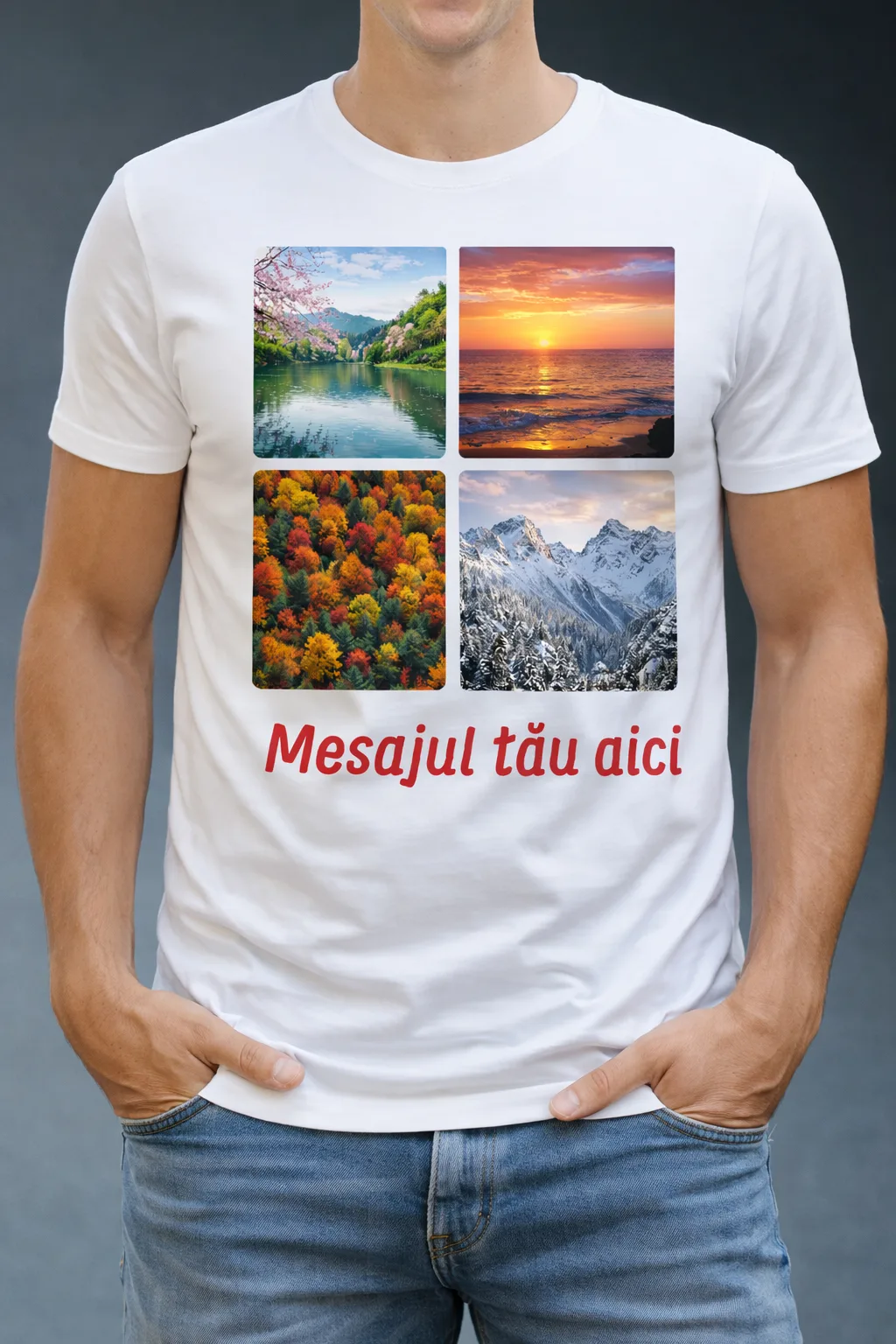 Tricou personalizat cu 4 poze și mesaj