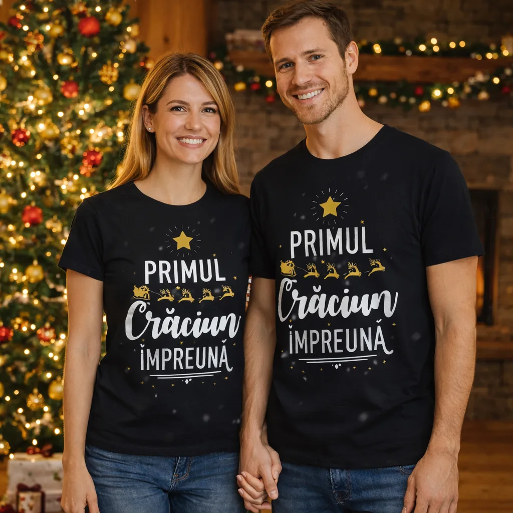 Tricouri Cuplu Primul Crăciun Împreună